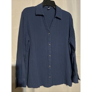 Old Navy Blue Women's Long Sleeve Casual Cotton Blouse Size S
